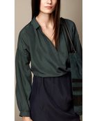 Burberry Colour Block Silk Shirt Dress - Lyst