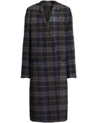 Joseph Mohair Check King Coat In Dark Grey - Lyst