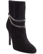 Saint Laurent Black Suede Chain Strap Detail Boots - Lyst
