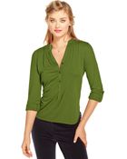 Maison Jules Three-Quarter-Sleeve V-Neck Top - Lyst