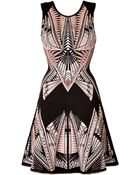 Hervé Léger Intarsia Knit Fit And Flare Dress - Lyst