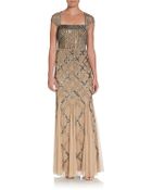 Adrianna Papell Beaded Portrait-Collar Gown - Lyst