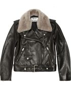 Acne Studios Shearling-Trimmed Leather Biker Jacket - Lyst