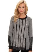 Nanette Lepore Leather-elbow Interwoven Pullover - Lyst