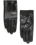 Mango Studded Leather Gloves - Lyst