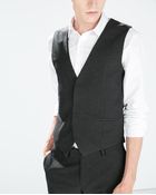 Zara Grey Structured Weave Waistcoat - Lyst