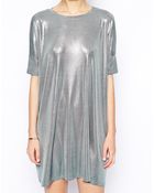 Asos T-Shirt Dress In Metallic - Lyst