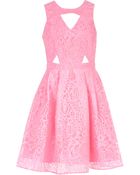 River Island Pink Burnout Print Cut Out Prom Dress - Lyst