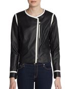 Ellen Tracy Faux Leather Cropped Jacket - Lyst