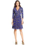 Diane von Furstenberg Irina Silk Combo Flirty Wrap Dress - Lyst