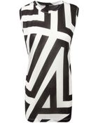 Gareth Pugh Oversized Stripe Print Top Black/White - Lyst