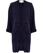River Island Navy Animal Jacquard Waterfall Jacket - Lyst