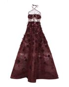 Oscar de la Renta Halter Flower Bead & Sequin Gown - Lyst