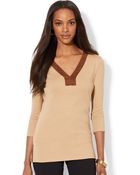 Lauren by Ralph Lauren Fauxsuedetrim Tunic Top - Lyst