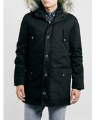 Topman Black Heavyweight Hooded Parka - Lyst