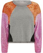 Pinko Colour Block Sequin Sweater - Lyst