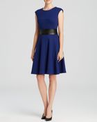 Milly Dress - Meagan Leather Waist Ponte - Lyst