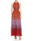 Diane von Furstenberg Dip Dyed Mixed Print Maxi Dress - Lyst