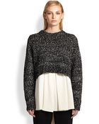 Proenza Schouler Cropped Tweed Sweater - Lyst