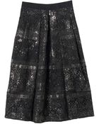 Rebecca Taylor Foil Lace Midi Skirt - Lyst