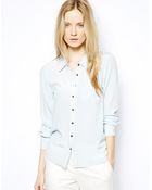 Ganni Pyjama Shirt in Silk - Lyst