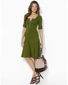 Lauren by Ralph Lauren Petite Ribbed Cotton Henley Dress - Lyst