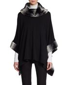 Saks Fifth Avenue Black Label Faux Fur-Trimmed Poncho - Lyst