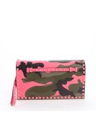 Valentino Fuchsia Camo Leather 'Rockstud' Studded Accent Wristlet Clutch - Lyst