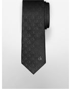 Calvin Klein Slim Tonal Logo Silk Tie - Lyst