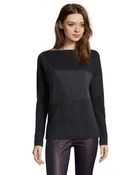 Vince Grey And Black Wool Jacquard Knit Boatneck Sweater - Lyst