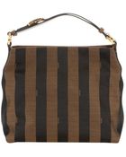 Fendi Tobacco And Rust Canvas Top Handle Bag - Lyst
