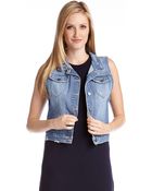 Karen Kane Distressed Denim Vest - Lyst