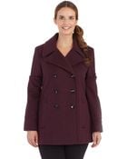 Calvin Klein Double-Breasted Pea Coat - Lyst
