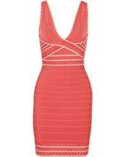 Hervé Léger Scallop-Trimmed Bandage Dress - Lyst