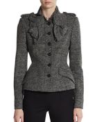 Burberry Prorsum Tweed Ruffle Front Jacket - Lyst