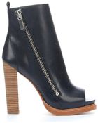 Rachel Zoe Navy Leather 'Jillian' Open Toe Moto Boots - Lyst