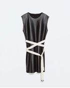 Zara Studio Leather Slit Top - Lyst