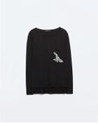 Zara T-Shirt With Shiny Pocket - Lyst