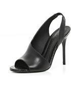 River Island Black Asymmetric Sling Back Sandals - Lyst