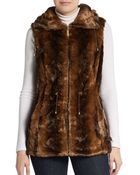 Ellen Tracy Faux Fur Drawstring Vest - Lyst