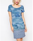 Love Moschino Cloud Print Short Sleeve Body-Conscious Dress - Lyst