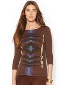 Lauren by Ralph Lauren Petite Southwestprint Sweater - Lyst