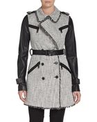Rachel Zoe Tweed & Leather Trench Coat - Lyst