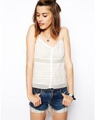 Asos Lace Insert Cami In Cotton Dobby - Lyst