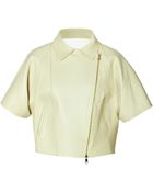 Vionnet Leather Cropped Short Sleeve Jacket - Lyst