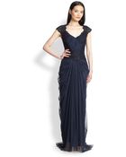 Tadashi Shoji Beaded V-Neck Gown - Lyst