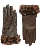 Ugg Fur Cuff Leather Gloves - Lyst
