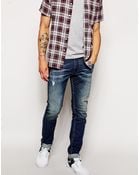 Diesel Jeans Sleenker Skinny Fit 833F Mid Distress Wash - Lyst