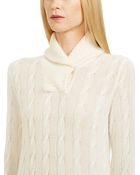 Ralph Lauren Black Label Cabled Cashmere Shawl Sweater - Lyst