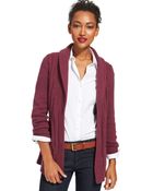 Tommy Hilfiger Belted Cable-knit Open-front Cardigan - Lyst